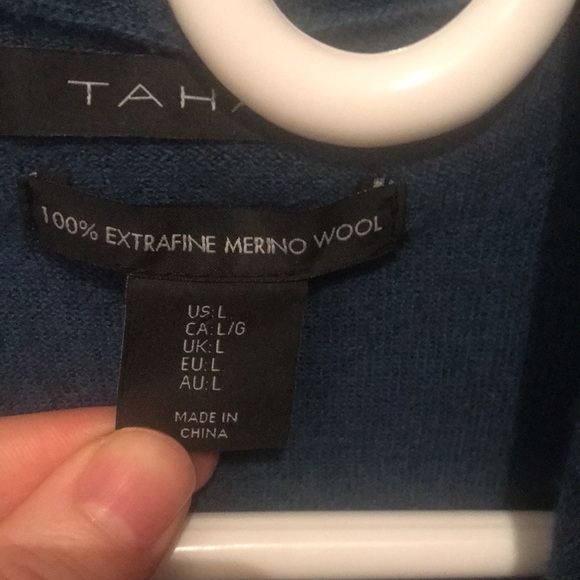 Stunning Dark Turquoise Fine Merino Wool Off the Shoulder Sweater/Shrug SZ L 🤩 - Picture 3 of 4